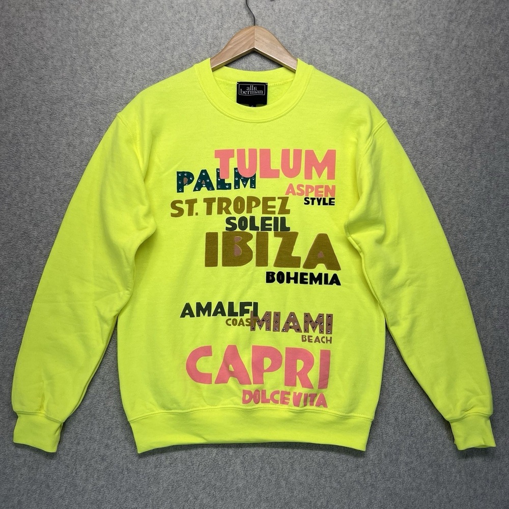 Alls Berman Neon Graphic Sweatshirt Small Tulum Ibiza Capri Miami Crewneck